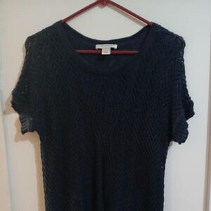 Chevron Navy Blue Knit Sweater Top S